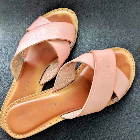Rock & Candy Shoes - Pink Cross Strap Slip-On Sandals - Size 7